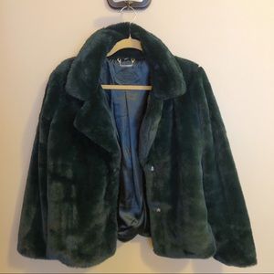 Emerald green faux fur jacket